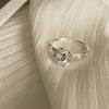 Elegant Korean Style Open Adjustable Ring S925 Pure Silver For Women With Geometric Design