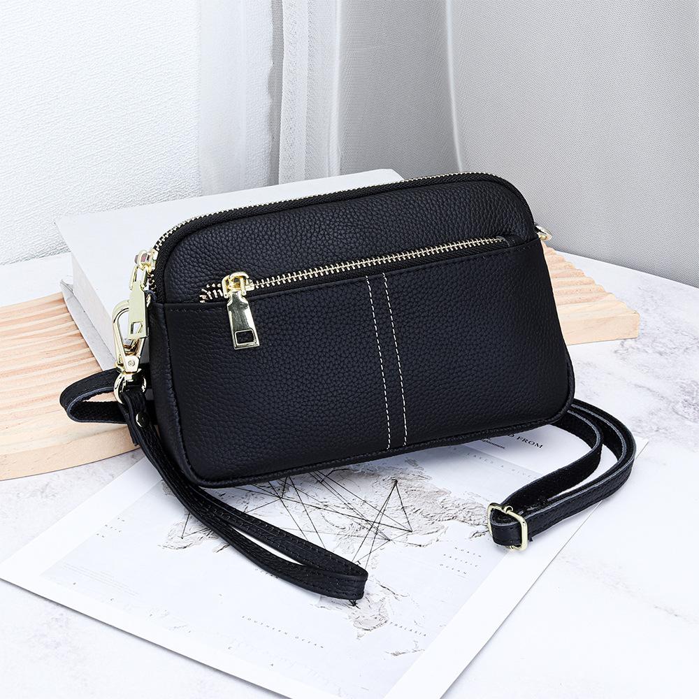 Top Grain Cowhide Small Square Bag for Women 2026 Crossbody Shoulder Handheld Bag, Leather Lightweight Casual Phe Purse Wallet