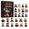 Halloween Advent Calendar Dog Cat Calendar, 24-Day Acrylic Figure Countdown Set Holiday Box with Witch Pumpkin Ghost Outfits, Collectible Desk Display