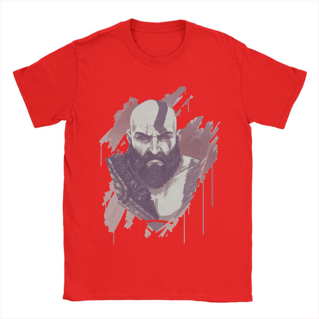 Self Art Gow T Shirts Unisexs Pure Cotton Novelty TShirt Round Neck God of War Kratos Tees Short Sleeve Tops Plus Size