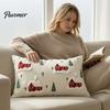 Modern Living Room Pillow Protectors Christmas Cottage Cushion Cover, Red Snowy House Pillowcase, Decorative Soft Canvas Square Covers Throw Case for