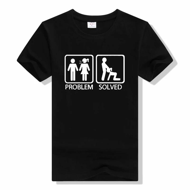 Funny Problem Solved T-shirt For Fishinger Fisherman Comedy Father Dad Cotton T Shirt Summer Short Sleeve Tops Tee
