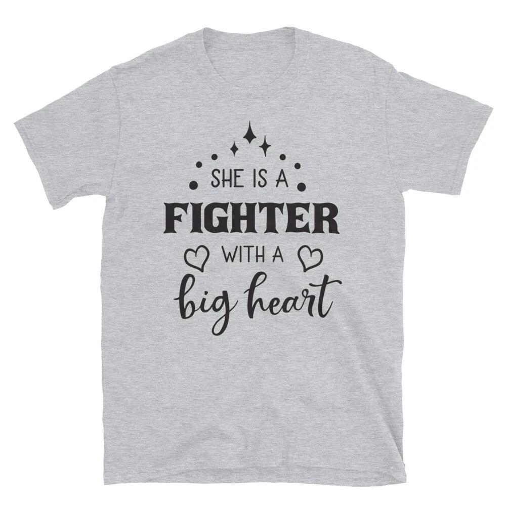 She is a Fighter With A Big Heart Loving Family T-Shirt L