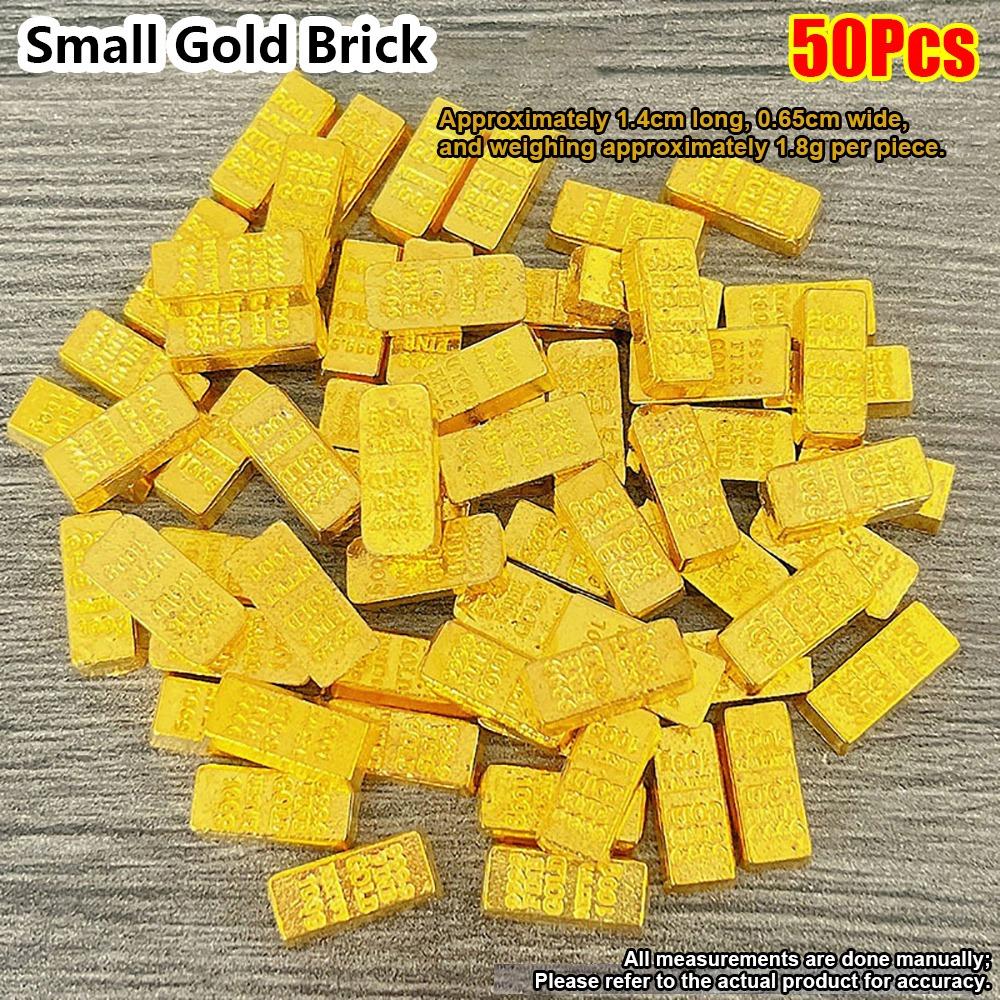 50/100Pcs Durable Alloy Small Gold Bar Solid Mini Wealth Attraction Ornament Golden Brick Craft Home Decoration