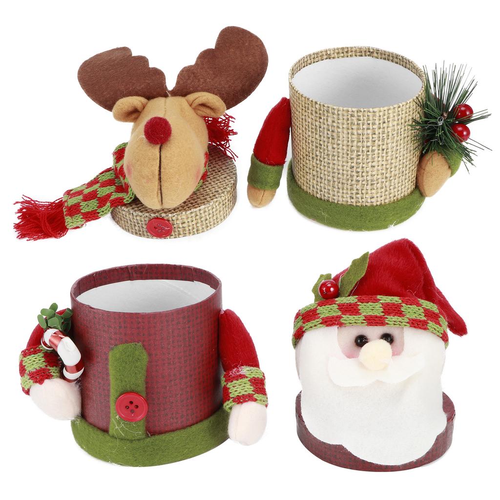 2er Set Weihnachts-Süßigkeitenbox Glas Aufbewahrungsflasche mit niedlicher Puppen-Deko Weihnachts-Ornament Geschenkbox