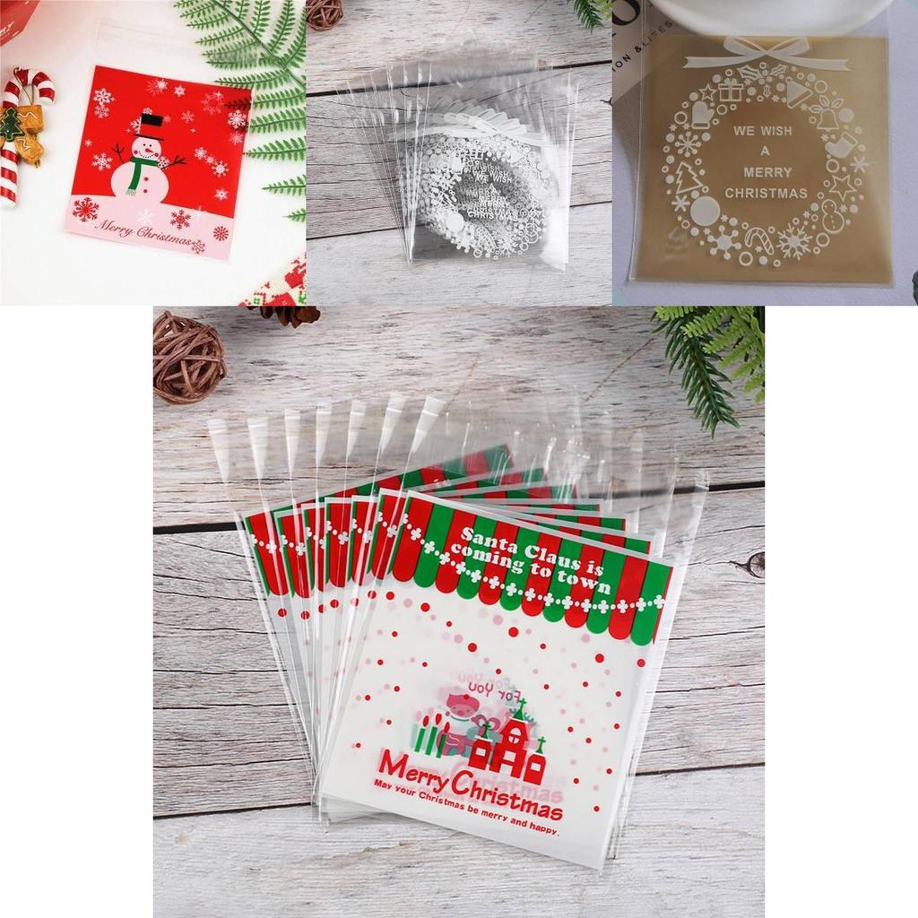 Weihnachtsverpackung Geschenktüten mit selbstklebendem Verschluss für Feiertagsplätzchen und Süßigkeiten