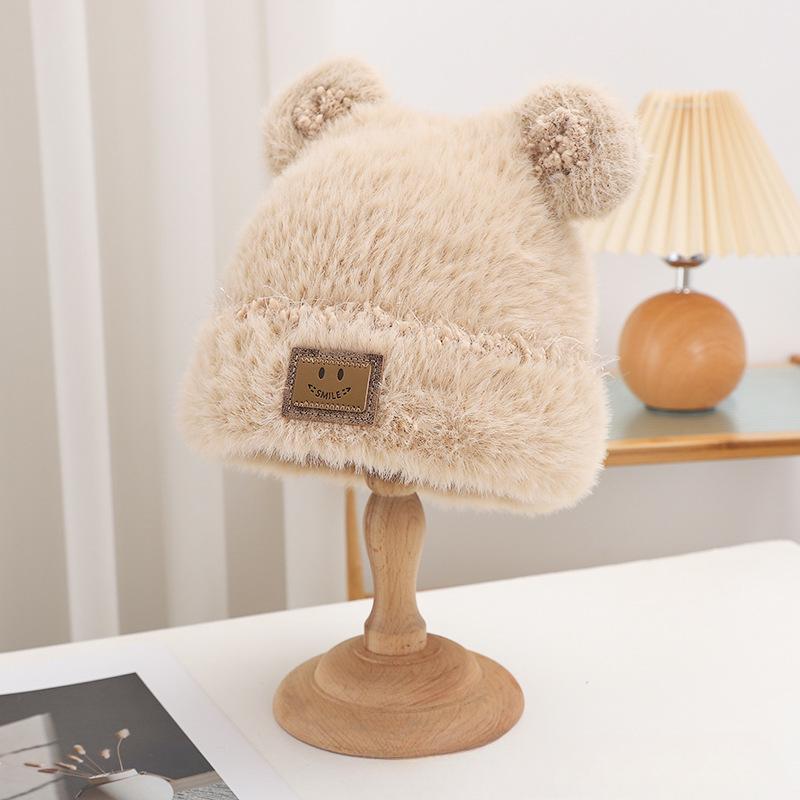 Cute Plush Hat for Women In Winter Thickened Warm Ear Protection Hat Wool Knitted Hat Versatile