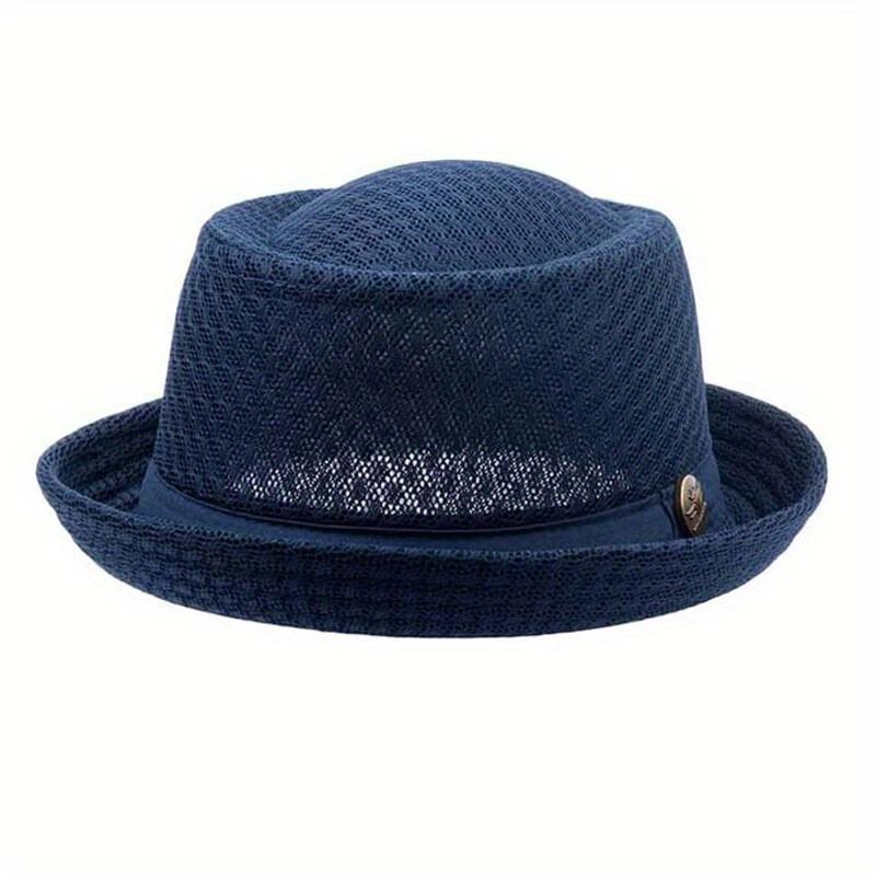 

1 шт. Літній сітчастий сонцезахисний капелюх Чоловічий Жіночий Дихаючий сітчастий капелюх федора Джазова кепка Панама Капелюхи федора Жіноча мода Чоловічі аксесуари Панама сітчастий капелюх темно-синього кольору