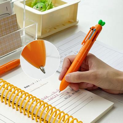 Signierstift, kreativer Kugelschreiber in Karottenform, 6 Farben, einziehbarer Stift, glattes Schreiben, Schreibwarenstift für die Schule