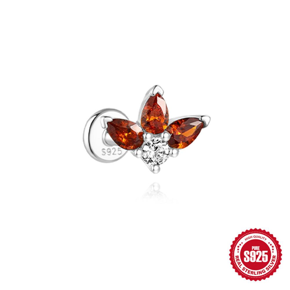 Décoration Trémelle S925 Boucles d'oreilles à tige piercing à fond plat en argent sterling simple tempérament pour femmes avec petits zircons Boucles d'oreilles tempérament pendant