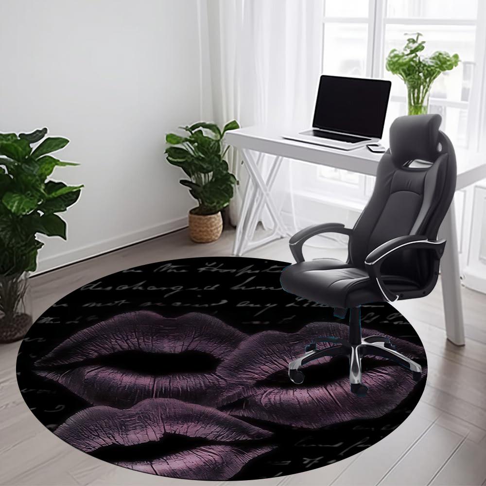 1pc Lips Kiss Office Round Area Rug,  Mat Suitable ForOffice, Under Office Chairs Bedroom Living Room Home Decor, Room Deco