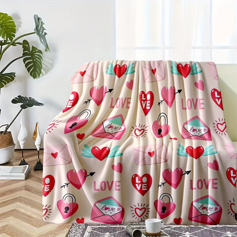Retro Lettering Love Letter Design Flannel Printed Blanket Suitable For All Seasons Suitable For Living Room Office Sofa Travel