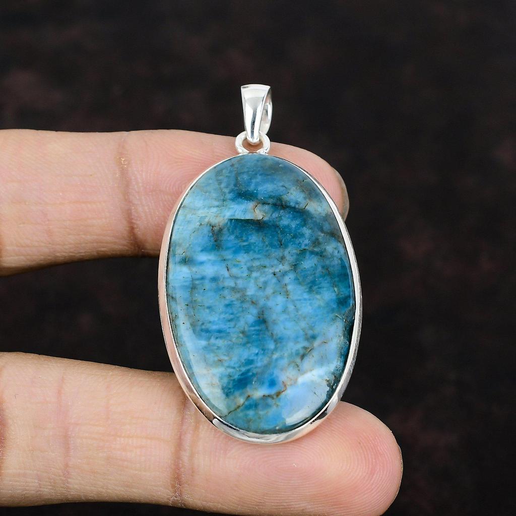 Neon Apatit Anhänger Edelstein Anhänger 925 Sterling Silber Anhänger Antik Schmuck Handgemacht zierlicher Anhänger Geschenk für Mutter Statement Anhänger