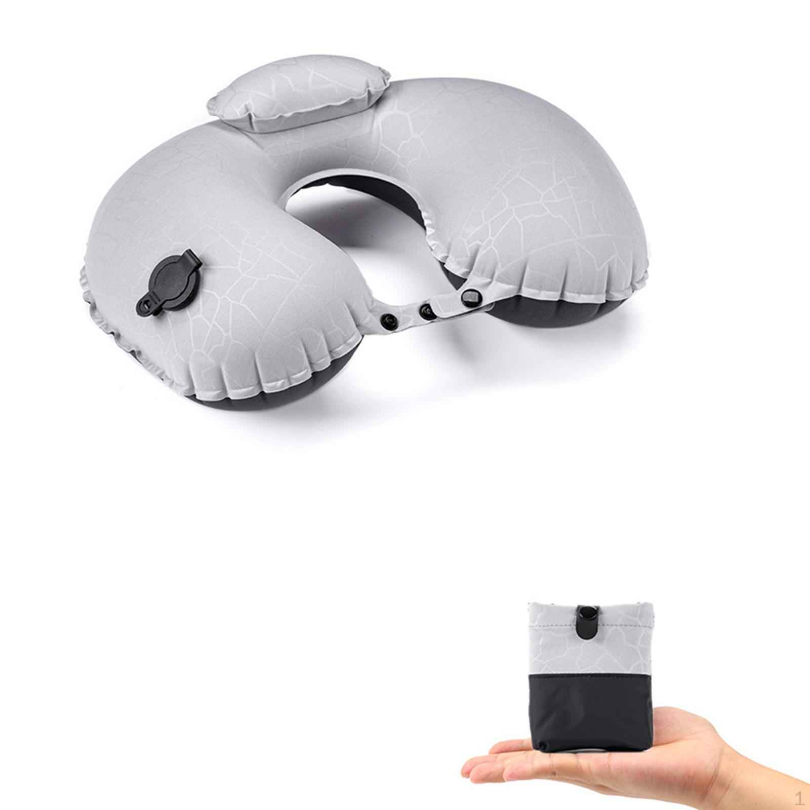 

Inflatable Camping Pillow Air Travel Compact Ergonomic Compressible Neck Support for Sleeping серый