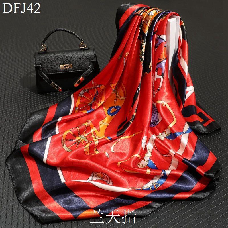 

Женские атласные квадратные шелковые шарфы и платки для волос, 90*90 см DFJ42-2