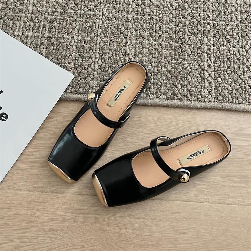 Modne płaskie buty typu mule damskie perłowe wiosenne nowe płytkie kapcie buty Mary Janes sandały 2024 modne damskie sukienkowe zapatos slingback