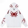 Stylish Oversized Hoodie With Embroidered Spider Design Streetwear Long Sleeve Zip-Up Women