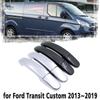 Black Carbon Fiber Car Handle Or Chrome Door Handles Cover for Ford Transit Custom 2013~ Car Accessories Cap 2014 2015 2016
