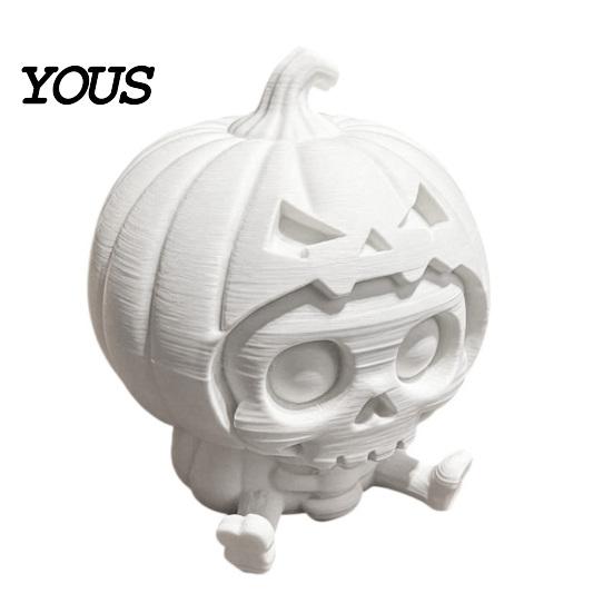 Cute Skull Doll Pumpkin Ornament, Hollow Ghost Face Design, 3D Printed Niche Halloween Tabletop Decor Detailed Layered Figurine, for