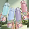 1PC Girl Flower Crown Watercolor Print 750ml Color Plastic Sports Water Bottle Leakproof Flip Straw Lid Suitable for Sports Office Home Use