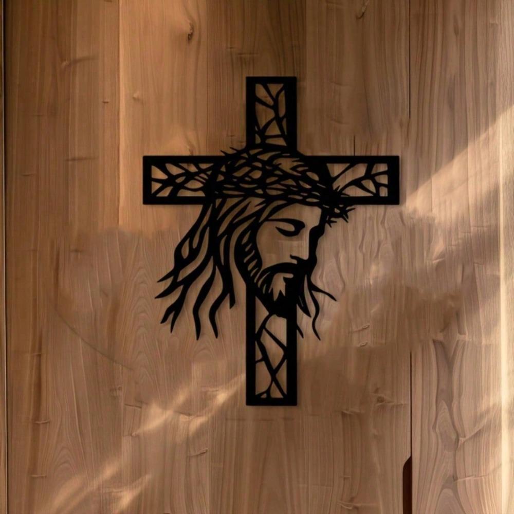 Handgeschmiedetes schwarzes Eisen Wandkreuz Jesus Skulptur Christliche Altar Dekoration Gebetsraum Geschenk