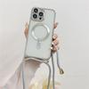 Crossbody Necklace Lanyard Magnet For Magsafe Wireless Charging Case For iPhone 17 16 15 13 12 11 14 Pro Max Plating Clear Cover