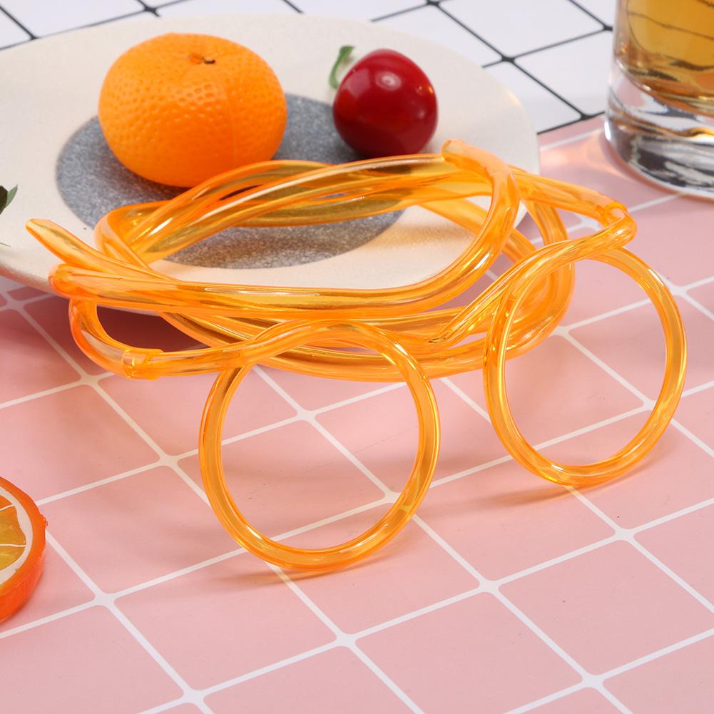 Silly Straw Glasses Fun Loop Drinking Straw Eye Glasses for Kids Party (Orange)