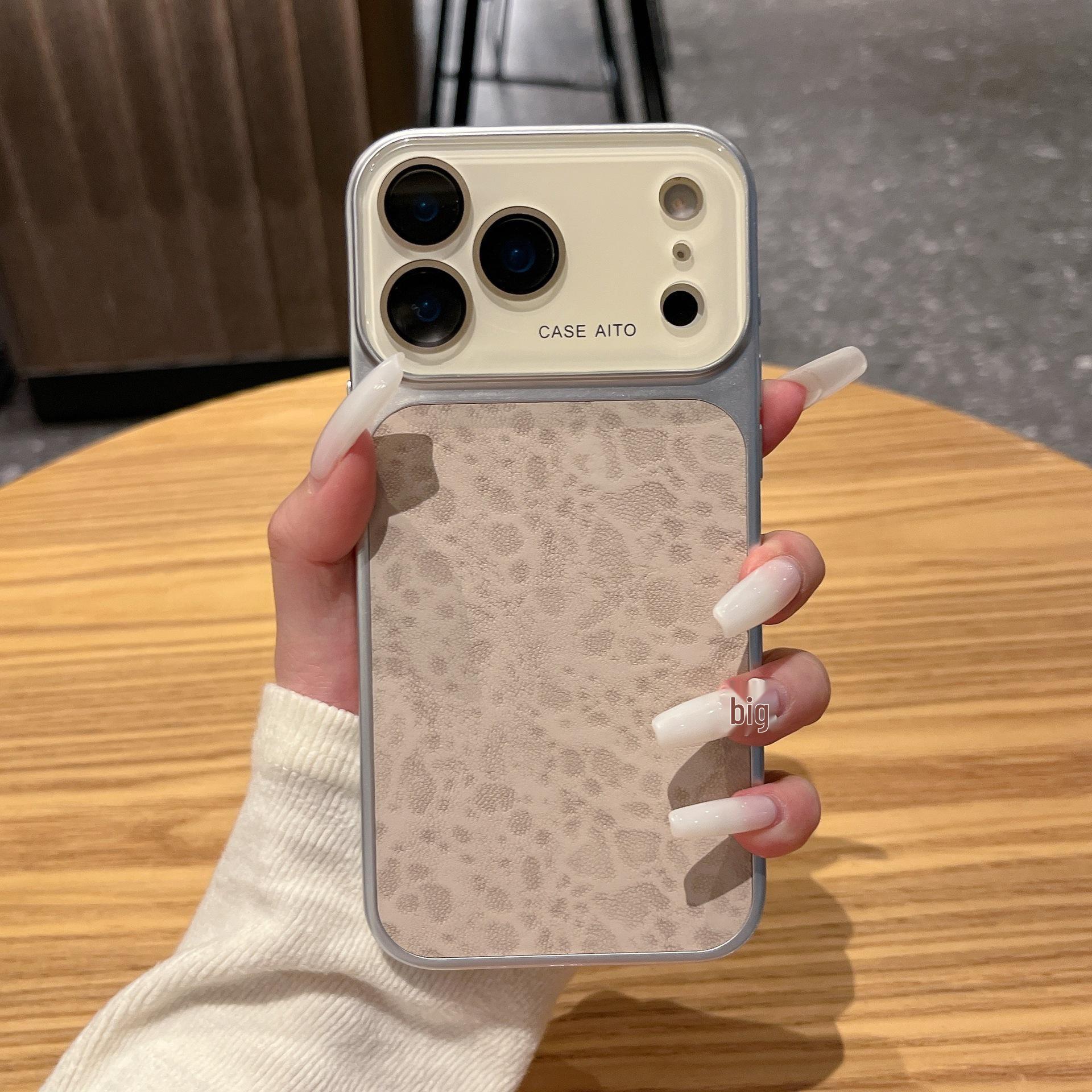 

Leopard Print iPhone 17 Pro Max/16 Case with Large Window and Fine Holes 14