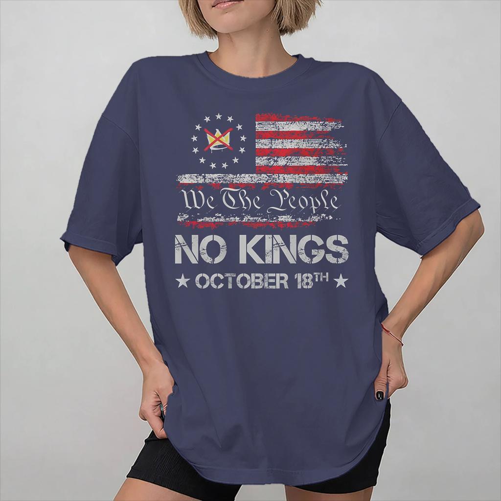 Printed No Kings In America T Shirt for Unisex Women Cotton Tee Shirt Short Sleeve Clothing