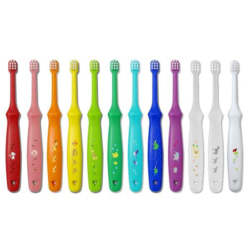 L APIS: Lapis Baby Toothbrush, Dentist-Recommended, Happy Colors, 12-Pack, Animal-Patterned, Baby Teething Safe Design, Gift for Babies Ages 1, 2, and