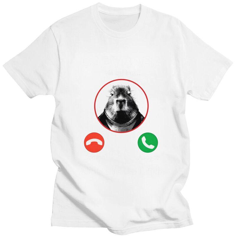 Capybara Is Calling And I Must Go Tshirt for Unisex Short Sleeves T Shirt Fashion Tshirts Pure Cotton Tees Birthday Gift
