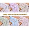 French Vintage Embroidered Floral Table Runner Romantic Fresh Color Wrinkled Table Runner Semi-Transparent Tulle Table Runner