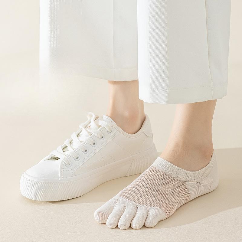 Boat Socks, Invisible Socks, Women's Summer Thin Five-finger Socks, Women's Mesh Anti-slip Shallow Mouth Boat Socks, Boneless Women's Socks