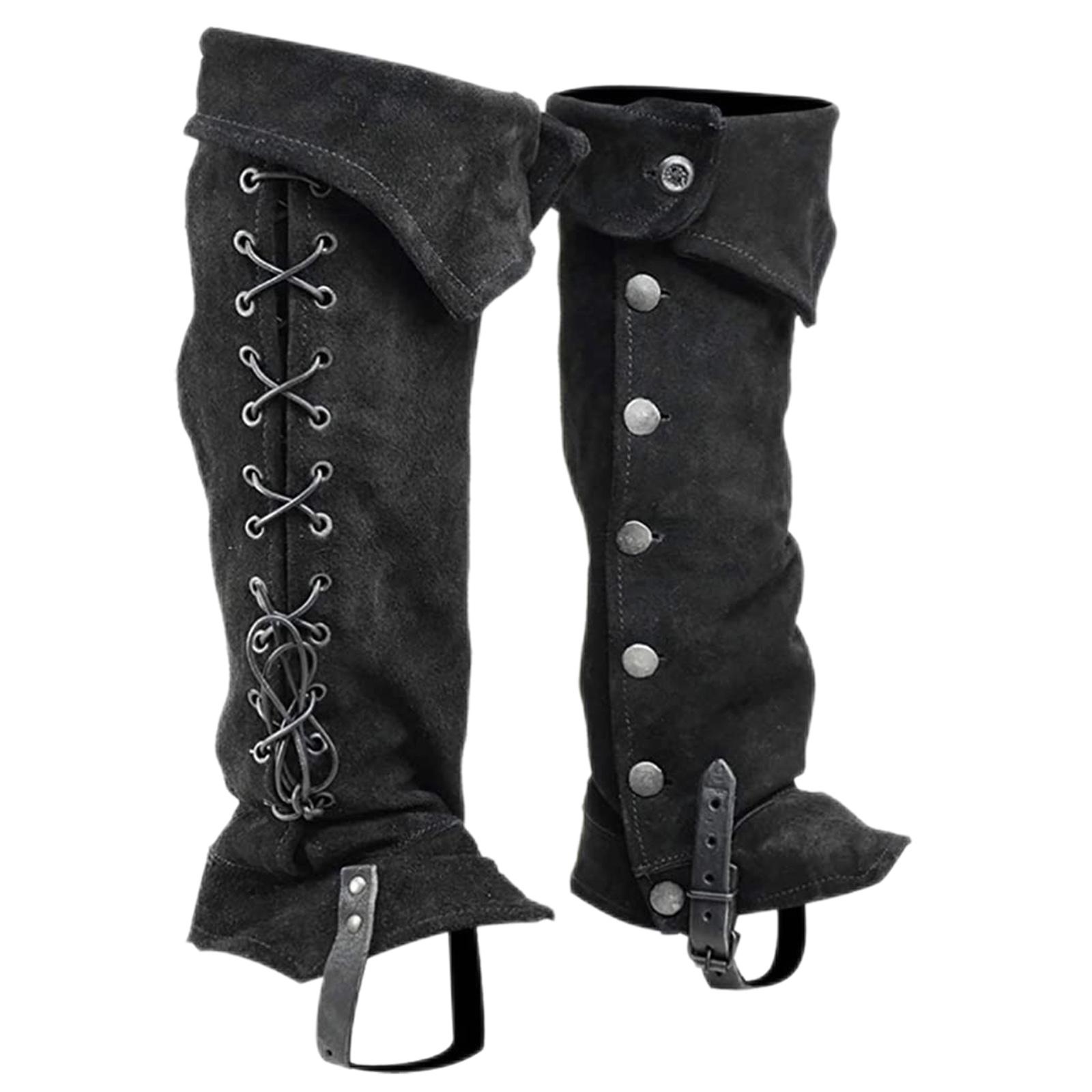 Mens Halloween Pirate Boots Frosted Leather Pirate Boot Tops чёрный