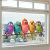 Static Cling Window Stickers Cartoon Birds on Branch Two Way Visible for Home Glass Cabinet Decor