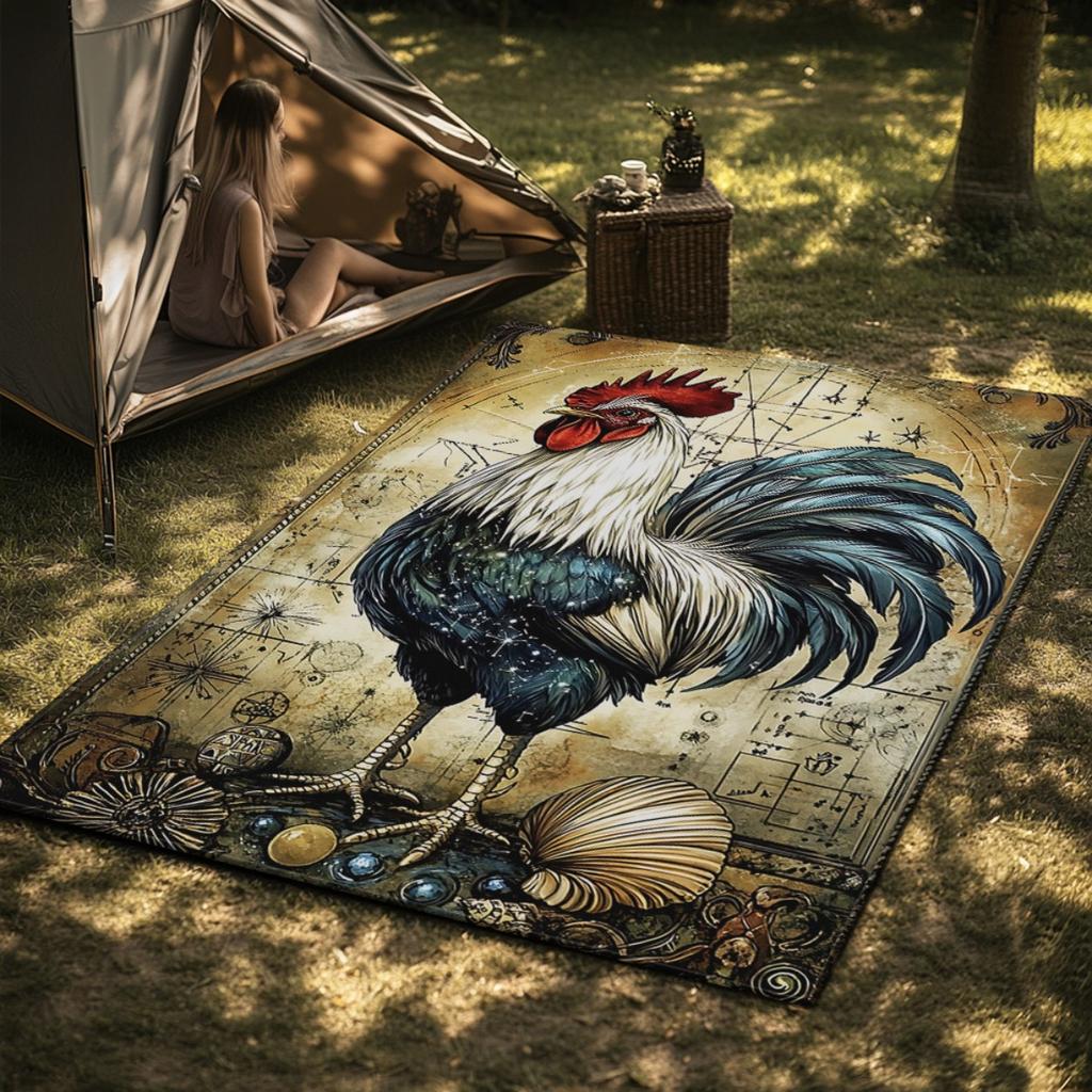 Vintage Rooster Art Crystal Velvet Rug Rustic Farmhouse Decor Living Room Floor Mat Antique Style Animal Print Home Decoration