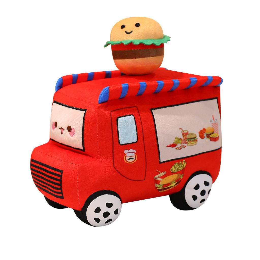 Cute Fun Dining Car Doll Simulation Hamburger Pizza Ice Cream Car Plush Toy Doll Children's Pillow