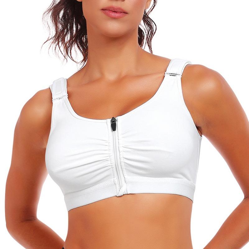 Sports Wire-Free Bra with Large Cup and Front Zipper