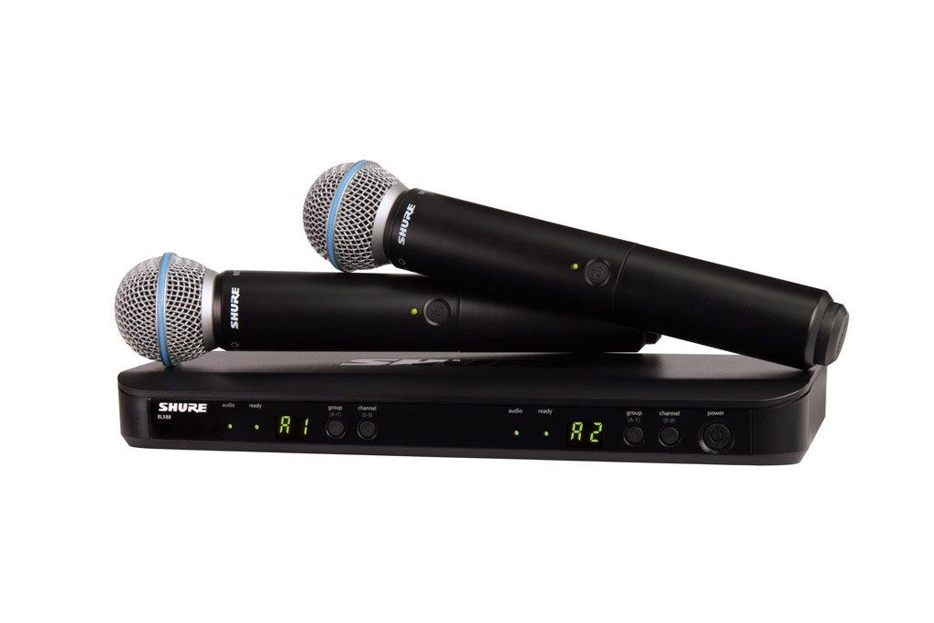 

SHURE Wireless Microphone BLX Dual Channel Handheld Wireless System BETA58 Handheld Microphone Includes 2 BLX288J-B58JB []