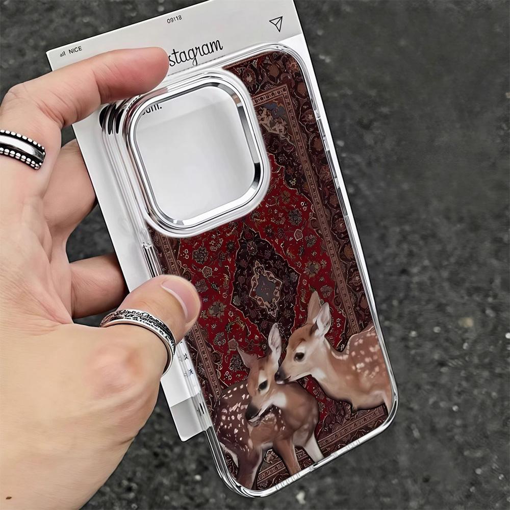 Two Deer Phone Case For Iphone 17 17E 16E 15 Pro Max 12 14 11 16 13 Transparent Ultra-Thin Protective Shell Coque