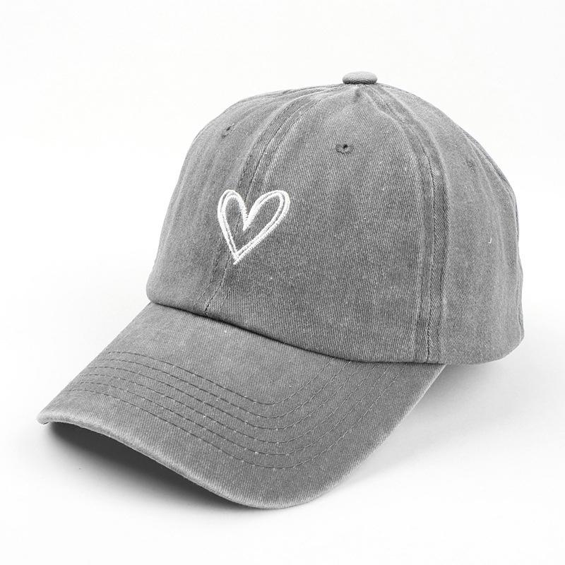 Summer Women Baseball Cap Peach Heart Embroidered Wash Denim Soft Top Dad Hat Casual Korean Couple Retro Y2K Snapback Sun Hats