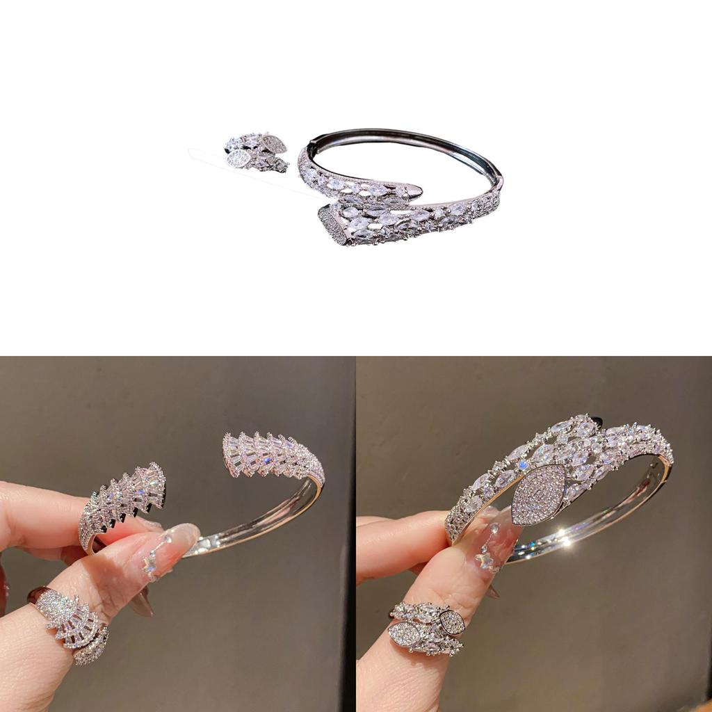 Snake Animal Jewelry Bracelet And Ring Combo In Silver For Trendy Daily Wear