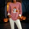 Women's Halloween -Lined Long Sleeve Round Neck Print Casual Winter Top