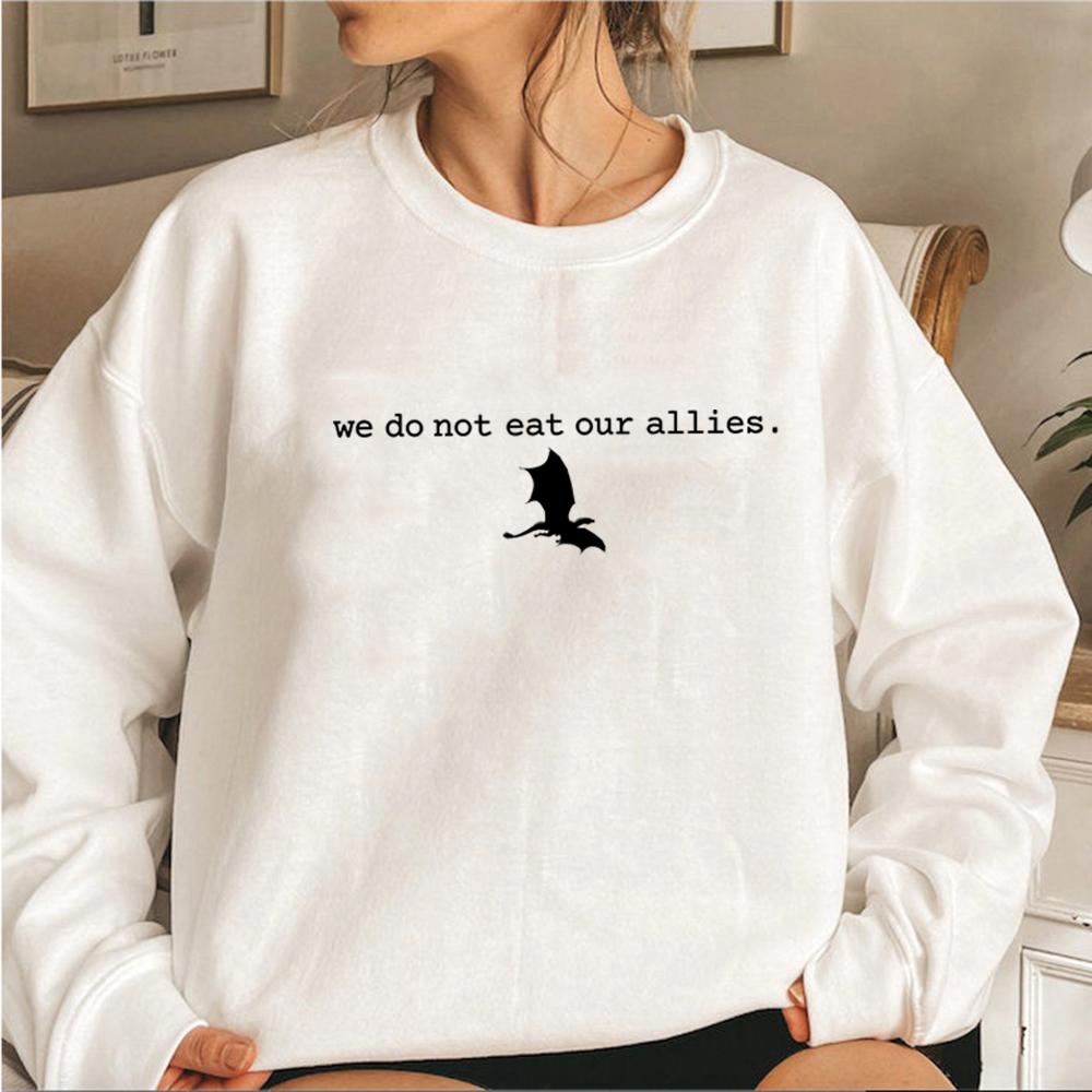 We Do Not Eat Our Allies Sweatshirt Fourth Wing Basgiath War College Hoodie Unisex Sweatshirts Dragon Die or Fly Graphic Hoodies