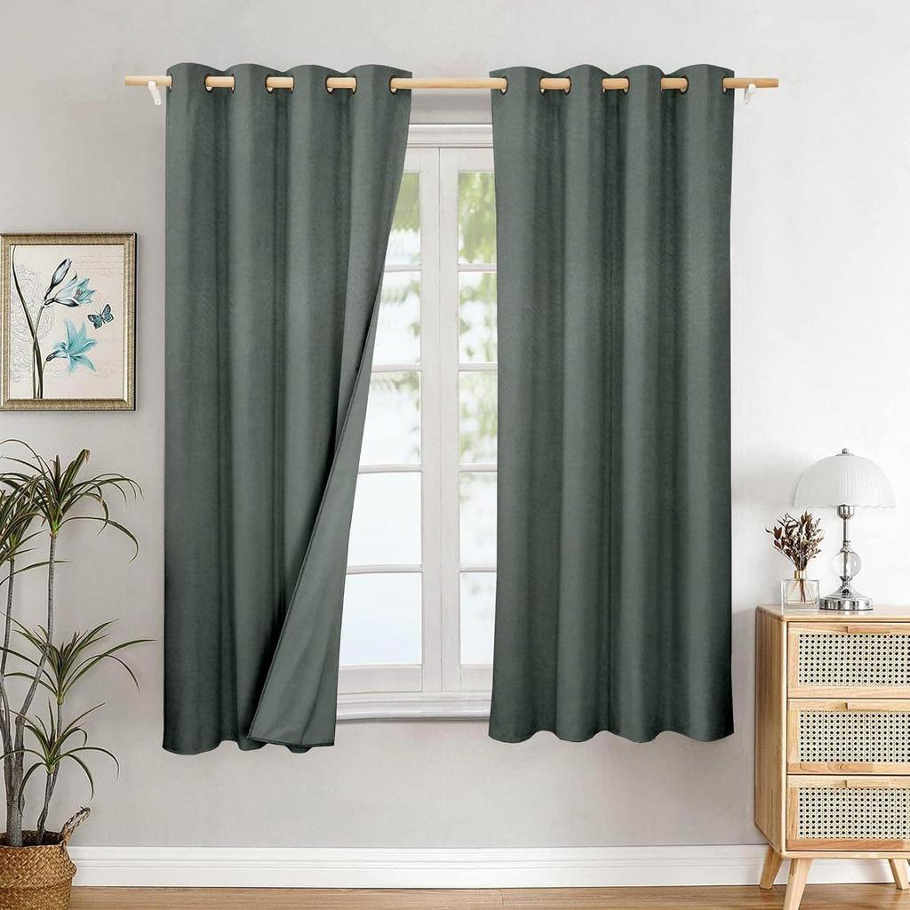 Polyester 100% Blackout Plain Window Curtains|100% Room Darkening| Blackout Window Curtains| 5 Feet |Set of 2| Plain Design |