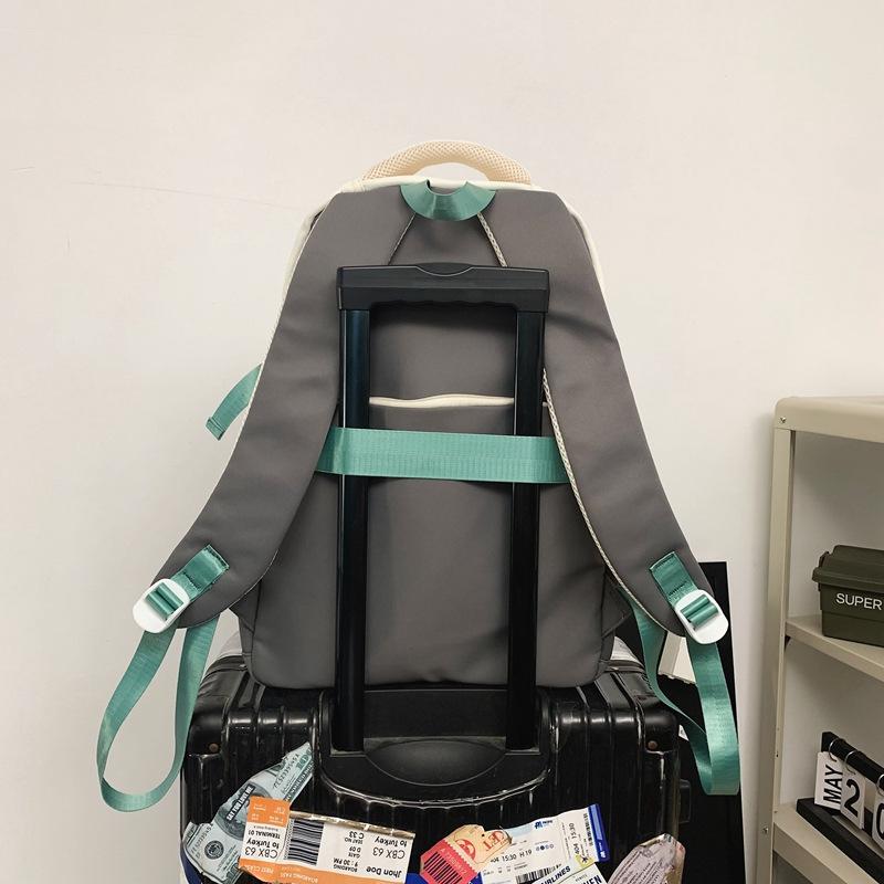 Sac à dos Homme Contraste de Couleurs Sac à dos Femme Grande Capacité Couple Voyage Sac d'écolier Étudiant