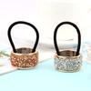 2PCS Retro Crystal Metal Alloy Opening Elastic Hair Rope Buckle Punk Style Women Ponytail Holder Round Hair Ring Girls Headdress