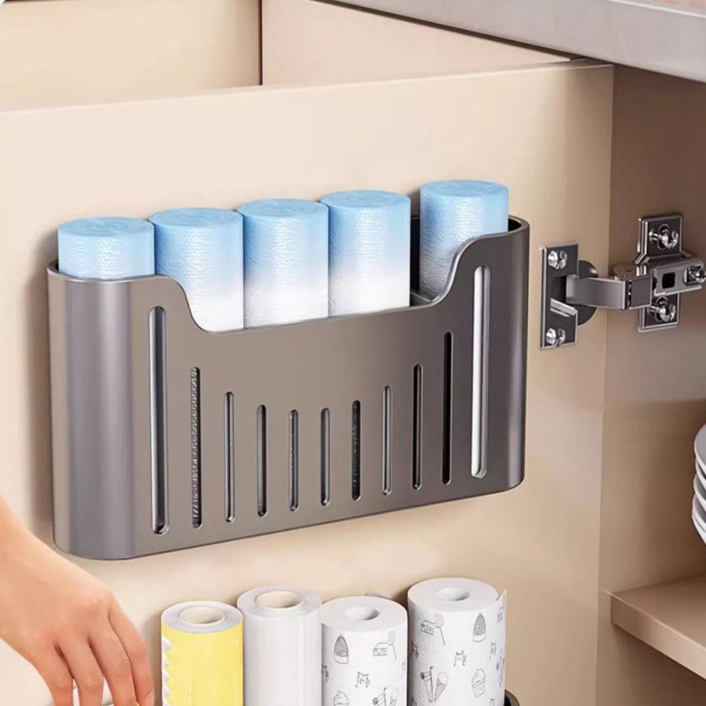 Large Capacity Kitchen Utensil Rack Punch Free Trash Bag Extraction Box  for Home