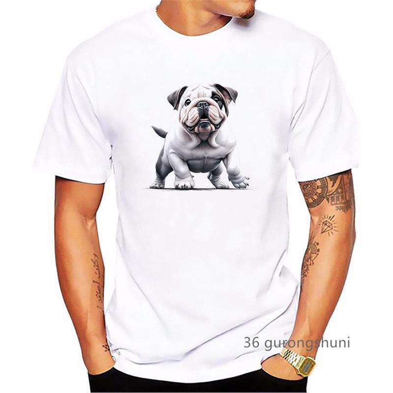British Bulldog Dog Animal Printed T Shirt Men Clothes 2024 Summer Fashion Short Sleeve TShirt Homme Harajuku Shirt
