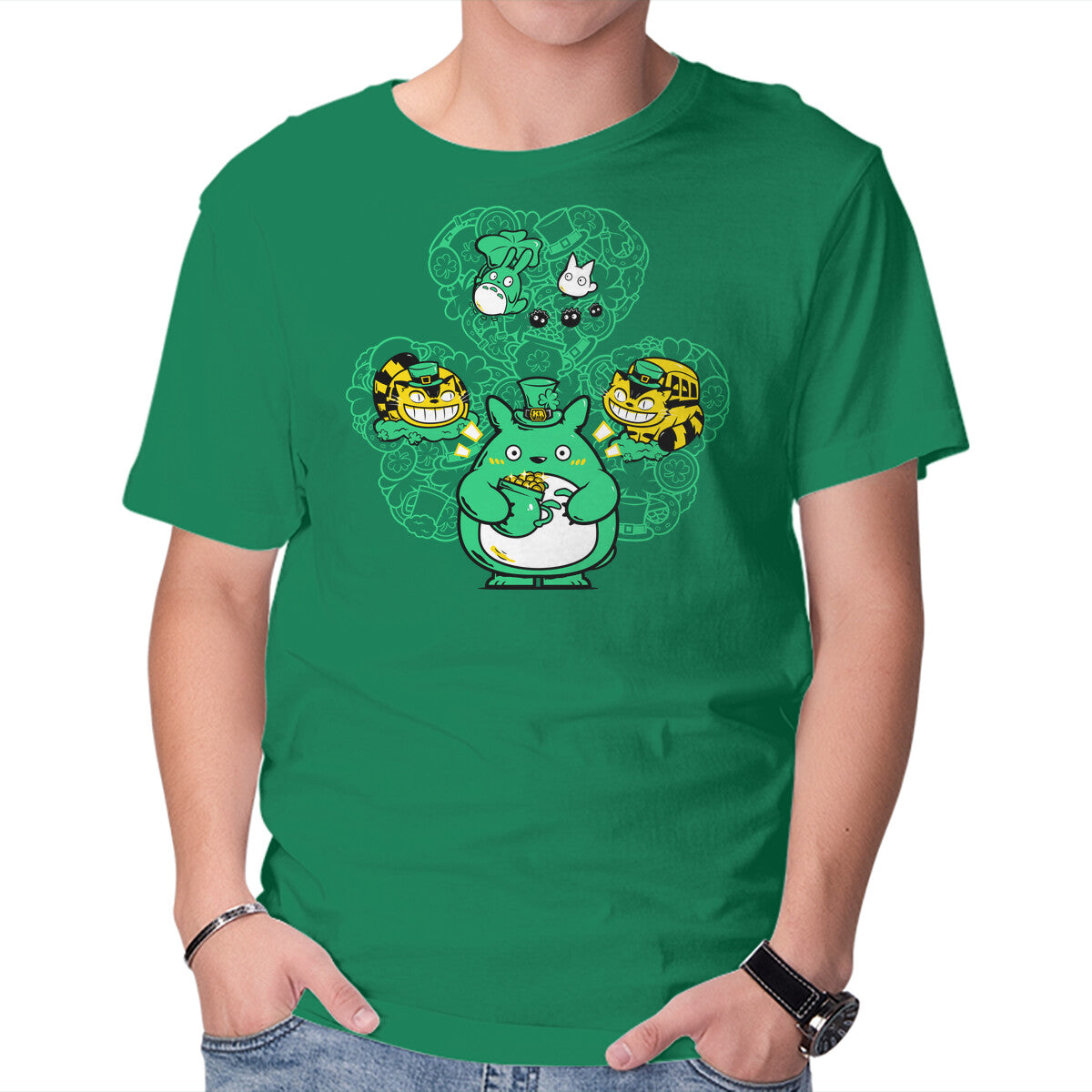 Unisex Crew Neck T-Shirt St Paddy s Doodle Graphic Short Sleeve Casual Tee L